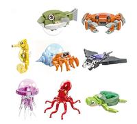 VizBrou 8 Packs Animal Building Blocks Set, Creative Ocean Octopus Crab Turtle Jellyfish Model Toys Construction Kit, Party Favors Classroom Prizes Rewards Gifts for Kids Boys, Girls, Ages 6+