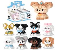 VizBrou 9 Pack Cute Dog Building Blocks Set, 1800 PCS Animal Mini brick Model Toys for Pet Dog Lovers, Puppy Collectible Educational Building toy, Creative Gift for Kids, Adults Aged 14+
