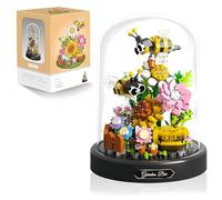 VizBrou Bee Flowers Bouquet Building Blocks, Animals Botanical Construction Kit Insect Plants Collection Toy Mini Bricks with Dust Cover, Birthday Gift for Adults, Kids, 588 PCS