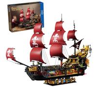 VizBrou Black Pearl Pirate Ship Model Building Block Set, 3399 PCS Mini Bricks MOC Titanic Ship Building Blocks Kit, Black Sorcerer Cruise Boat Sailboat Toys Gifts for Adults Kids