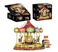 VizBrou Christmas Carousel Building Blocks Set, 2870 PCS Rotating Holiday Carousel Building Brick with Deer & Swan for Home Decor, Festive DIY Display Creative Birthday Gift for Adults
