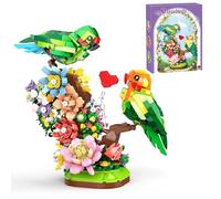 VizBrou Flowers & Love Bird Building Blocks Set for Adults, 1050 PCS Flower Parrot Botanicals Animal Decor Model Kit, Mini Bricks Toys Gifts Ideas for Kids Girls Boys Ages 6+
