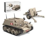 VizBrou Military Tank Building Blocks Set, Army Collectible WWII Armored Vehicle Model Construction Kit with Bren Gun Carrier for History Lovers, Creative Present for Kids Aged 6+, 389 PCS