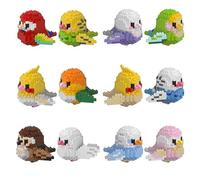 VizBrou Mini Parrot Building Blocks Set, 12 Pack Colorful Cute Bird Brick Toys, Creative DIY Micro Bricks Parrot Figures for Kids, Adults, Educational Animal Building Toy Gift, 2832 PCS