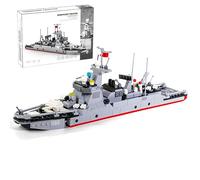 VizBrou Missile Destroyer Battleship Building Block Set, 376 PCS Military Navy Warship Buidling Bricks Model Toys, Armed Destroyer Construction kit for Adults, Kids, Boys Ages 6+