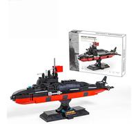 VizBrou Nuclear Submarine Battleship Building Block Set, 389 PCS Military Strategic Submarine Buidling Bricks Model Toys, Underwater Warship Construction kit for Adults, Kids, Boys Ages 6+