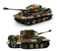 VizBrou Tiger I Camouflage Tank Building Blocks Set, WWII German Heavy Panzer Model Kit, WW2 Vehicle Armored Military Brick Toy Creative Gift for Collectors, History Enthusiasts Aged 6+, 553 PCS