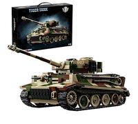 VizBrou Tiger-Style Heavy Tank Tank Building Blocks Set, WWII German Army Truck Construction Kit, Assault Military Vehicle Brick Toys for Teens & Adults, Collectible Gift for History Fans, 1603 PCS