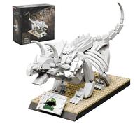VizBrou Triceratops Dinosaur Skeleton Building Blocks Set, Jurassic Prehistoric Dino Skeleton Bone Construction Kit, Animal Fossil Model Toys for Boys Kids Adults, 356 PCS