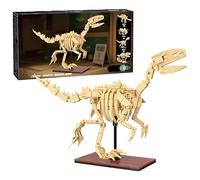 VizBrou Velociraptor Dinosaur Skeleton Building Blocks Set, Jurassic Science Tyrannosaurus Rex Dino Skeleton Bone Construction Kit for Home Decor & Office, Prehistoric Fossil Model Toys, 256 PCS