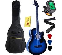 Vizcaya Full Size 4 Strings Cutaway Acoustic-Electric Bass Guitar With 4-Band Equalizer|5mm Padding Gig Bag|Strap| Picks-Blue