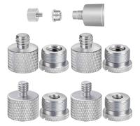 VIZEMO 2 pcs Mic Stand Adapter 1/4 Female to 5/8 Male Screw Thread Adapter Tripod Screw Adapter For Camera Monitor Microphone Stand(sliver color)