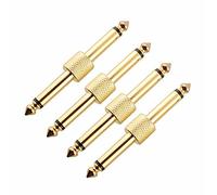 VizGiz 4 Pack Pedal Coupler 1/4 inch 6.35mm 1/4 Male to Male Coupler Jack Plug Adapter Straight Connector For Guitar Effects PedalBoard Accessories Pedal Board Audio Gold Plated Metal Adaptors