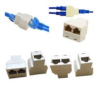 VizGiz 4 Pack RJ45 Splitter Connector Adapter 1 to 2 Female Port Plug 3 Way CAT 5 6 LAN Ethernet 1x2 Coupler Double Socket Network Inline Cat5 Cat5e Cat6 Cables Hub for PC Laptop Security Camera
