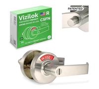 VIZILOK ADA Compliant, Single Egress Indicator Privacy Lock Durable ANSI Grade 2 Comp Commercial LeftHanded Non Reversible in-Use or Vacant Push Button Lever - Parent (Satin Nickel, ADA-R (New))