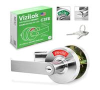 VIZILOK Privacy Indicator Lock with Keys C3FE, Large In-Use or Vacant Indicator, Durable ANSI GRADE 2 Comp, Perfect for Public Restrooms Including Restaurants, Hospitals, Medical Offices. Satin Chrome