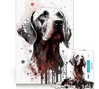 Vizla Dog Portrait Jigsaw Puzzles 1000 Mental Focus Game Precision Cut Smooth Edges Meaningful Connection Building Game (38x26cm)