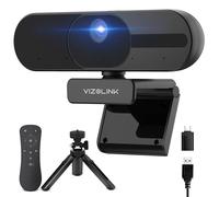 VIZOLINK V21 4K Webcam with Microphone and Speaker, Remote Control, 3x Digital Zoom, 112°Wide Angel, Autofocus, Plug&Play, Privacy Cover and Tripod, PC Webcam for Video Calls and Conferences