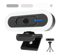 VIZOLINK W4LS Webcam HD 2K/1080P with Ring Lighting, Auto Focus, Clear Stereo Microphones, Light Correction, Plug & Play, 65° View, USB PC Webcam for Living Streaming, Video Call, Conference, Game