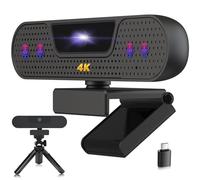 VIZOLINK W8GS 4K Webcam for PC, Webcam with Microphone, Auto Focus, Plug & Play, 85°View, Privacy Cover and Tripod for Streaming, Conferencing, Gaming, Video Calling, Skype,Teams, Zoom,Tablet,Laptop