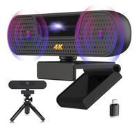 VIZOLINK W8GS 4K Webcam for PC, Webcam with Microphone, Auto Focus, Plug & Play, 85°View, Privacy Cover and Tripod for Streaming, Conferencing, Gaming, Video Calling, Skype,Teams, Zoom,Tablet,Laptop