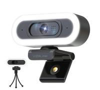 VIZOLINK W8LS Webcam 4K 30FPS with LED Light, Noise Cancelling Microphone, Autofocus, Low Light Correction, 78°FOV, Privacy Cover & Tripod, Plug Play for Windows Mac Linux Zoom Teams TikTok Streaming
