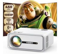 VIZONY Mini Projector with WiFi and Bluetooth, 450ANSI 1080P FHD Home Movie Projector, Portable Outdoor Projector with 250" Display+Zoom, Compatible w/Phone//Laptop/TV Stick-Indoor&Outdoor