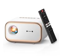 VIZONY Mini Projector with WiFi and Bluetooth Bi-Directional, Native 1080P, 4K, 50% Zoom, 4P4D, Full Seal, Portable 450ANSI, Gold and White, HDMI, USB, 3.5mm Jack, Auto Focus