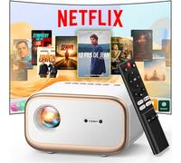 VIZONY Mini Projector with WiFi and Bluetooth Bi-Directional, Native 1080P, 4K, 50% Zoom, 4P4D, Full Seal, Portable 450ANSI, Gold and White, HDMI, USB, 3.5mm Jack, Auto Focus