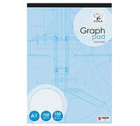 Vizsla A1 Graph Pad - 5mm Grid Graph Paper Pad, 50 Sheets (100 Pages), Portrait, Large Format Squared Paper for Maths, Engineering, Technical Drawing, Design & Architecture