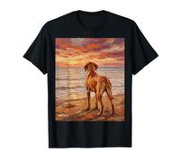 Vizsla at The Beach Hungarian Pointer Dog Artwork T-Shirt