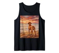 Vizsla at The Beach Hungarian Pointer Dog Artwork Tank Top