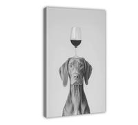 Vizsla Balancing Wine On Head Canvas Poster Bedroom Decor Landscape Decor Gift 08x12inch(20x30cm)