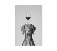 Vizsla Balancing Wine On Head Canvas Poster Bedroom Decor Landscape Decor Gift 20x30inch(50x75cm)
