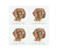 Vizsla Coaster Set - Life's Better With a Dog Gift - Square Glass Set of Four (4) Coasters