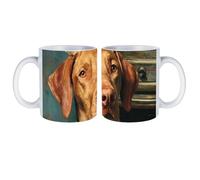 Vizsla Dog Chef Apron White Coffee Mugs Gloss Ceramic Cappuccino Cups with Handle