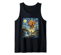 Vizsla Dog Moon Howling Starry Night Van Gogh Art Style Dog Tank Top