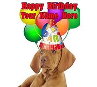 Vizsla Dog Party Hat Card codevv Birthday A5 Personalised Greeting card