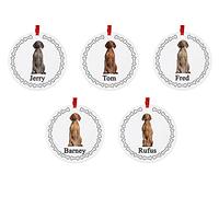 Vizsla Dog Personalised Round Shaped Personalised Christmas Tree Bauble - With the name of your choice - 5 Different Designs Available at Customisation Point