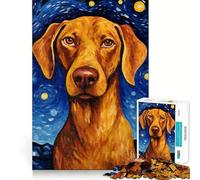 Vizsla Dog Starry Night Puzzle for Adults 1000 Pieces Memory Play Game Firm Fit Secure Assembly Meaningful Connection Building Game (38x52cm)