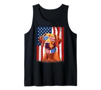 Vizsla Dog US America Flag Men Women 4th of July Patriotic Tank Top