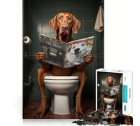 Vizsla on The Toilet Jigsaw Puzzle 1000 Pieces Cognitive Fun Play High Precision Die Cut Unique Gift for Stress Relief (38x52cm)
