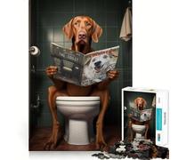 Vizsla on The Toilet Jigsaw Puzzles 1000 Mental Focus Game Precision Cut Smooth Edges Meaningful Connection Building Game (50x75cm)