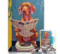 Vizsla on The Toilet Jigsaw Puzzles for Teenagers 1000 Jigsaws,Stress Reliever Difficult Challenge Deal As Gifts for The Whole Family (38x26cm)