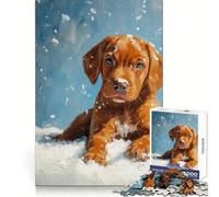 Vizsla Puppy in Snow Puzzles for Adults 1000 Puzzles Smart Exercise Light Enjoyment Accurate Edges Holiday Treat (38x52cm)