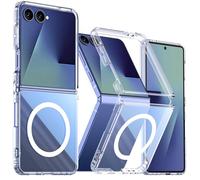 Vizvera Magnetic for Samsung Galaxy Z Flip 7 Case, Transparent Not Yellowing,TPU Edge Hard PC Back, Ultra-Thin Anti-Scratches, Support Wireless Charging, Phone Cover for Galaxy Z Flip 7 2025, Clear