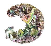 VIZYTOU Bismuth Moon Shaped Rainbow Bismuth Metal Crystal Ore Mineral Specimen Collection Home Decoration 0.4-0.6 Pound