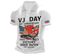 Vj Day 2025 80 Years Mens Black Dress Shirt Western Shirts for Men Gym Activewear Graphic White Tshirts with Pockets Vintage Green T-Shirt Big and Tall Travel Outfit