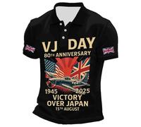 Vj Day 2025 80 Years Mens Graphic T-Shirts for Men Drawstring Collars and Co Shirts Union Jack T Shirt Turtle Neck White Casual Dinner Flannel Tshirts Breathable