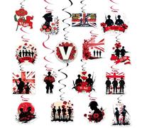 VJ Day 80th Anniversary 16 PCS Hanging Swirls Party Decorations, 2025 Victory Over Japan 80 Years Foil Swirl Ceiling Decorations
